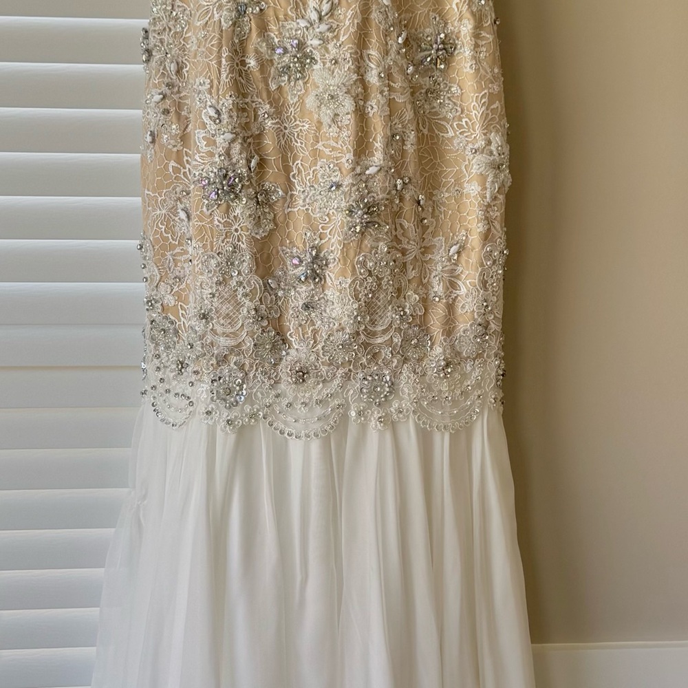 Sherri Hill Cream and White Embellished Prom Dress